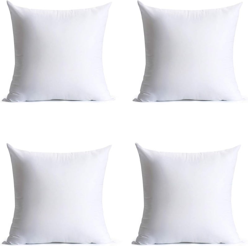 Calibrate Timing 18 x 18 inches Pillow Inserts, Set of 4 Hypoallergenic Brushed Microfiber Liner Down Alternative Filled Square Cushion Throw Pillow - Image 1